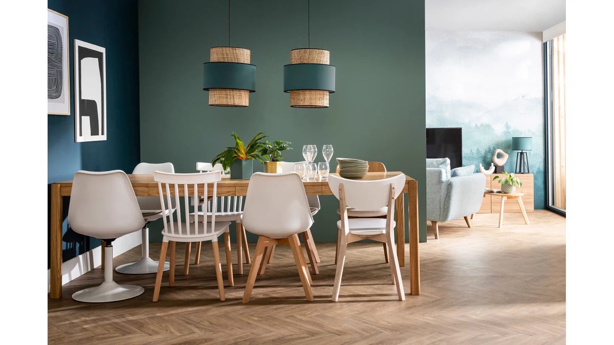 Chaises Design Gris Et Bois Clair Massif (lot De 2) PAULINE 11 Chaises Design Gris Et Bois Clair Massif (lot De 2) PAULINE – Image 9