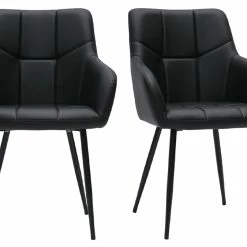 Chaises Design Matelassées Noires Et Métal Noir (lot De 2) MONTERO
