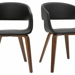 Chaises Design Noir Et Bois Foncé Noyer (lot De 2) SLAM