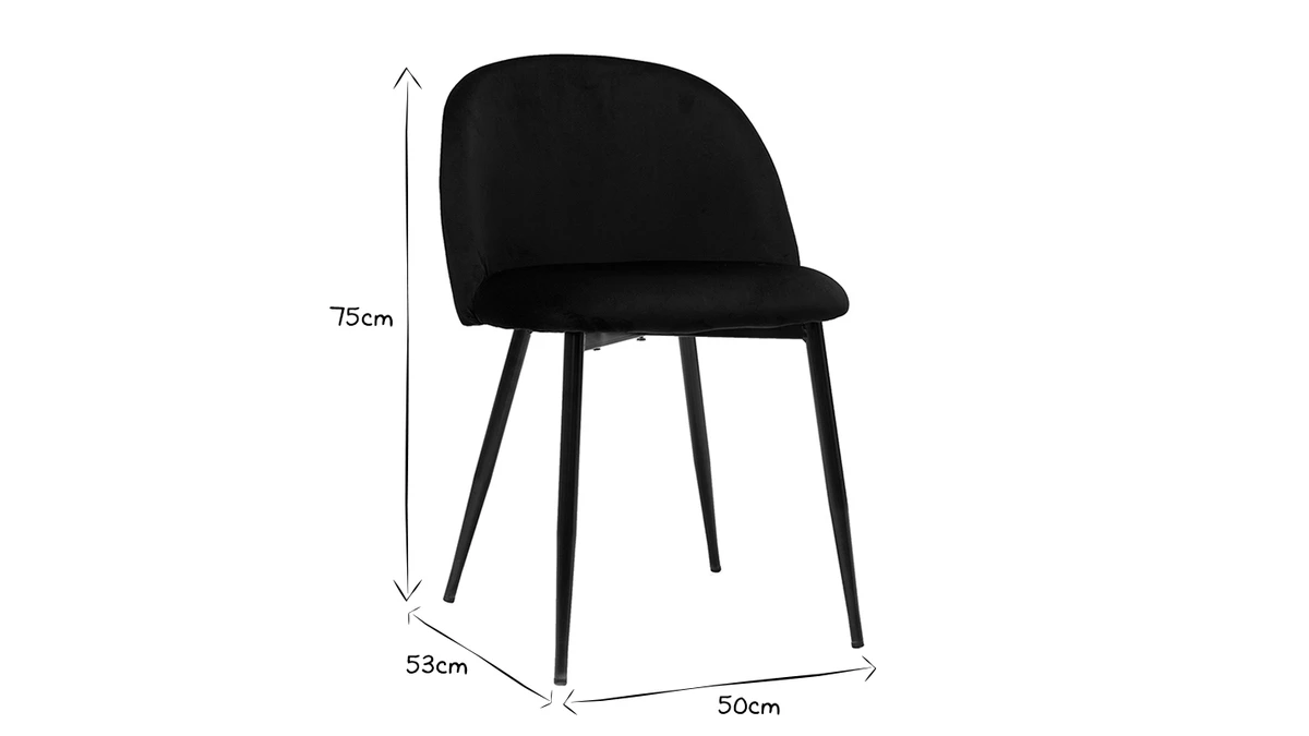 Chaises Design Noires En Tissu Velours Et Métal (lot De 2) CELESTE 9 Chaises Design Noires En Tissu Velours Et Métal (lot De 2) CELESTE – Image 7