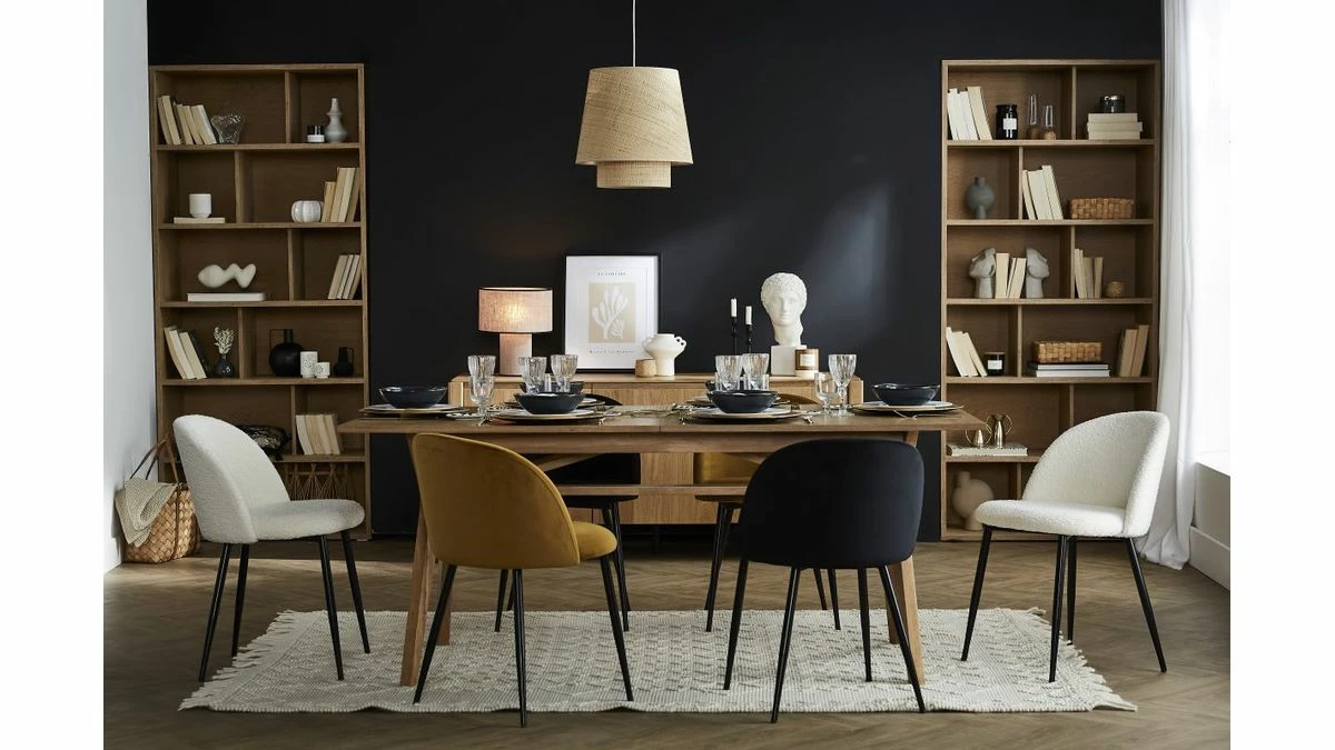 Chaises Design Noires En Tissu Velours Et Métal (lot De 2) CELESTE 10 Chaises Design Noires En Tissu Velours Et Métal (lot De 2) CELESTE – Image 8