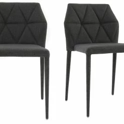 Chaises Empilables Design En Tissu Gris Foncé (lot De 2) KARLA