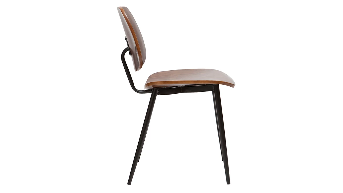 Chaises En Bois Foncé Noyer Et Métal Noir (lot De 2) TOBIAS 6 Chaises En Bois Foncé Noyer Et Métal Noir (lot De 2) TOBIAS – Image 4