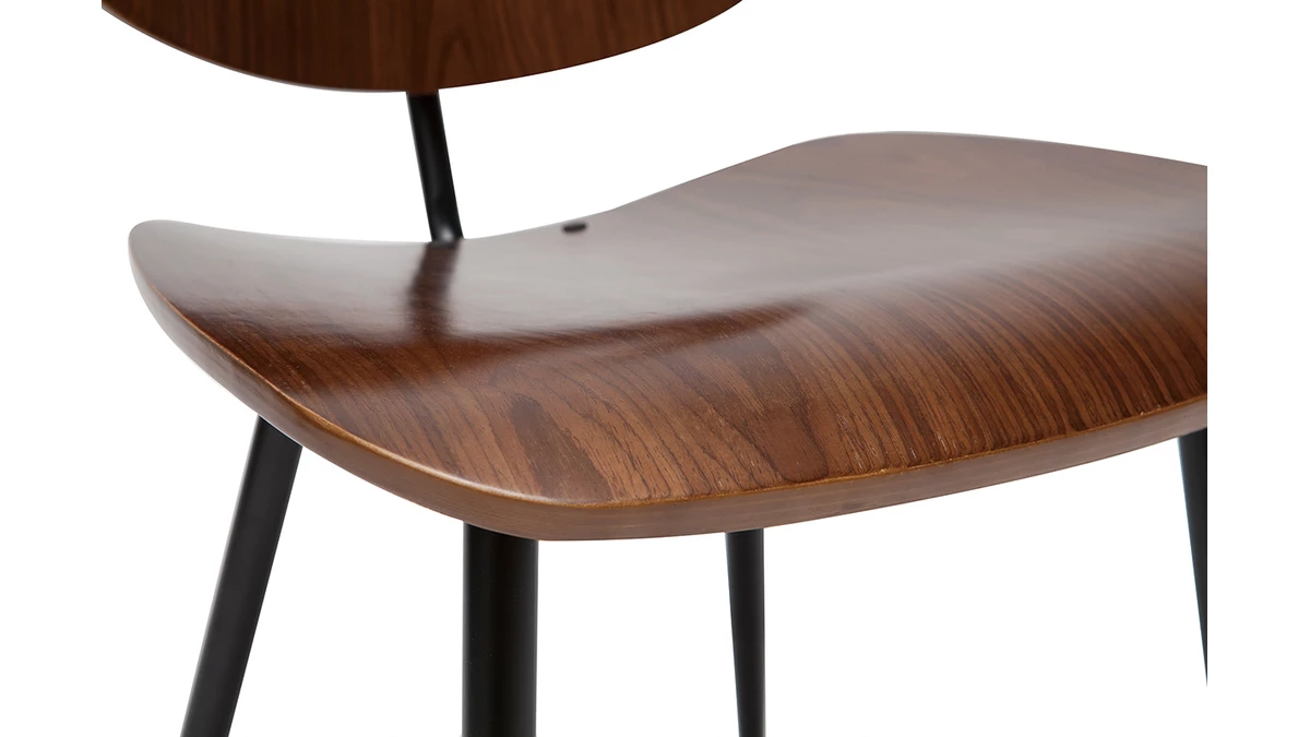 Chaises En Bois Foncé Noyer Et Métal Noir (lot De 2) TOBIAS 8 Chaises En Bois Foncé Noyer Et Métal Noir (lot De 2) TOBIAS – Image 6