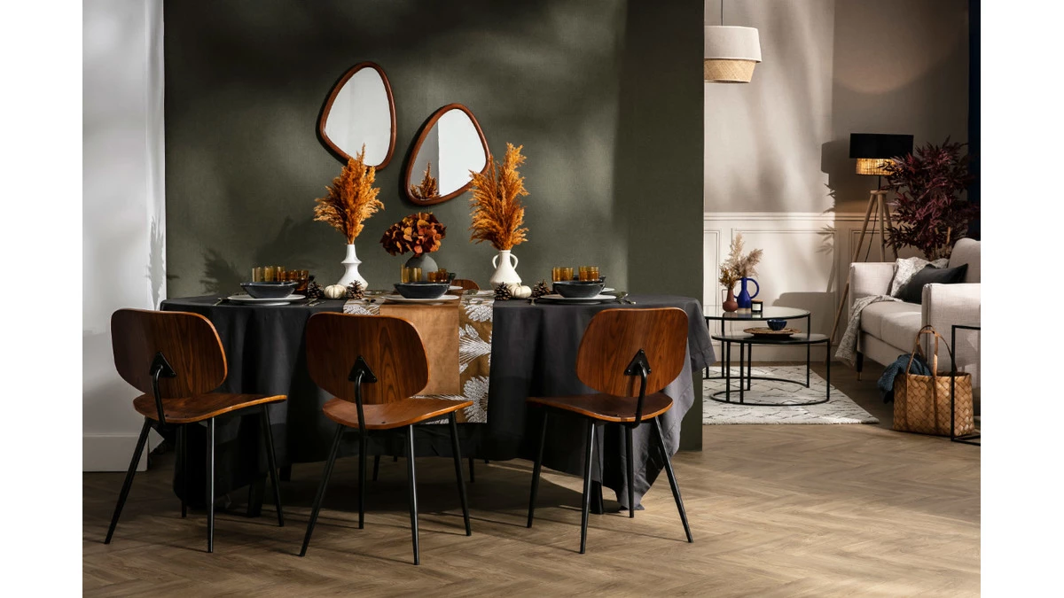 Chaises En Bois Foncé Noyer Et Métal Noir (lot De 2) TOBIAS 10 Chaises En Bois Foncé Noyer Et Métal Noir (lot De 2) TOBIAS – Image 8