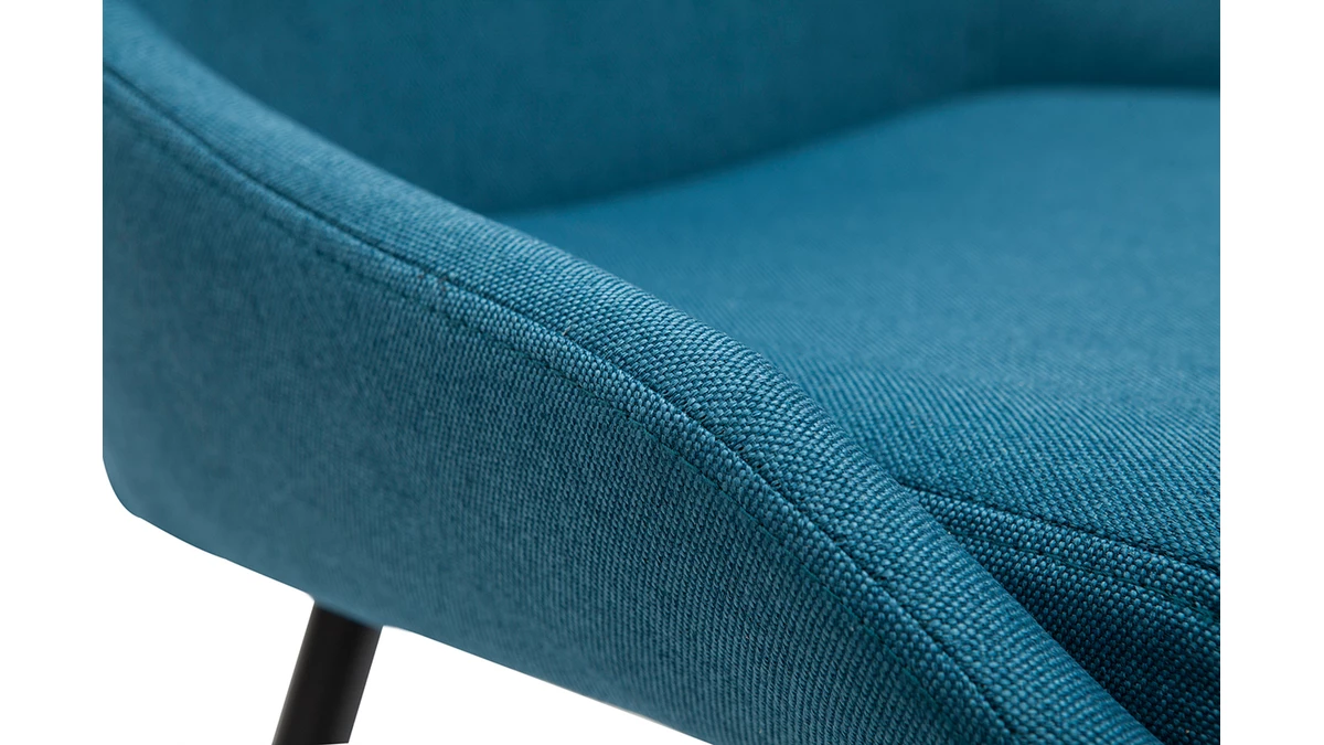 Chaises En Tissu Bleu Canard Et Métal Noir (lot De 2) HOLO 8 Chaises En Tissu Bleu Canard Et Métal Noir (lot De 2) HOLO – Image 6