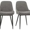 Chaises En Tissu Effet Velours Gris Et Métal Noir (lot De 2) HOLO