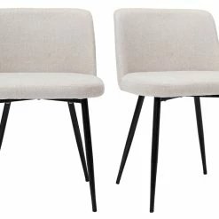 Chaises En Tissu Effet Velours Texturé Beige Et Métal Noir (lot De 2) MONTI