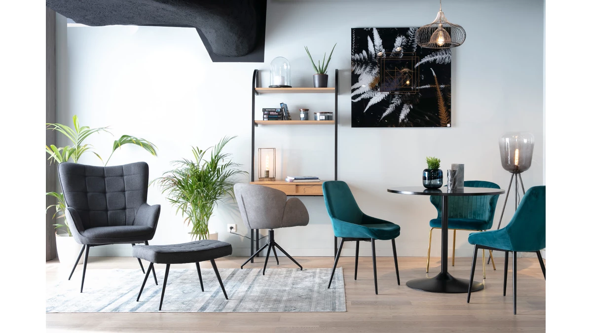 Chaises En Tissu Velours Bleu Pétrole Et Métal Noir (lot De 2) HOLO - Miliboo & Stéphane Plaza 9 Chaises En Tissu Velours Bleu Pétrole Et Métal Noir (lot De 2) HOLO - Miliboo & Stéphane Plaza – Image 7