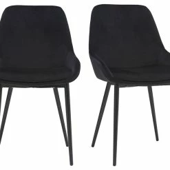 Chaises En Tissu Velours Noir Et Métal Noir (lot De 2) HOLO