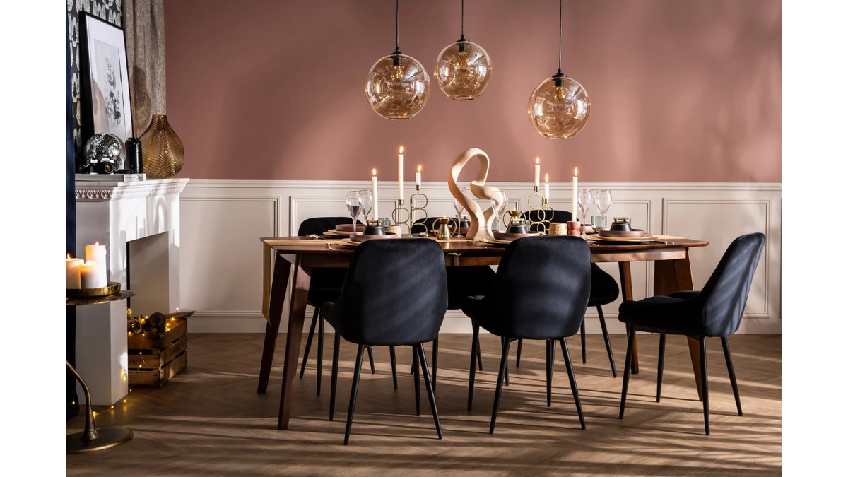 Chaises En Tissu Velours Noir Et Métal Noir (lot De 2) HOLO 9 Chaises En Tissu Velours Noir Et Métal Noir (lot De 2) HOLO – Image 7