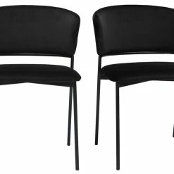 Chaises Noires En Tissu Velours Et Métal (lot De 2) FELIZ