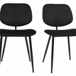 Chaises Noires En Tissu Velours Et Métal (lot De 2) TOBIAS
