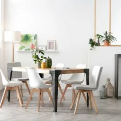 Chaises Scandinaves Blanc Et Bois Clair Massif (lot De 4) PAULINE -Canapé Soldes chaises scandinaves blanc et bois clair massif lot de 4 pauline 32452 5e569e5e6b738 1200 675