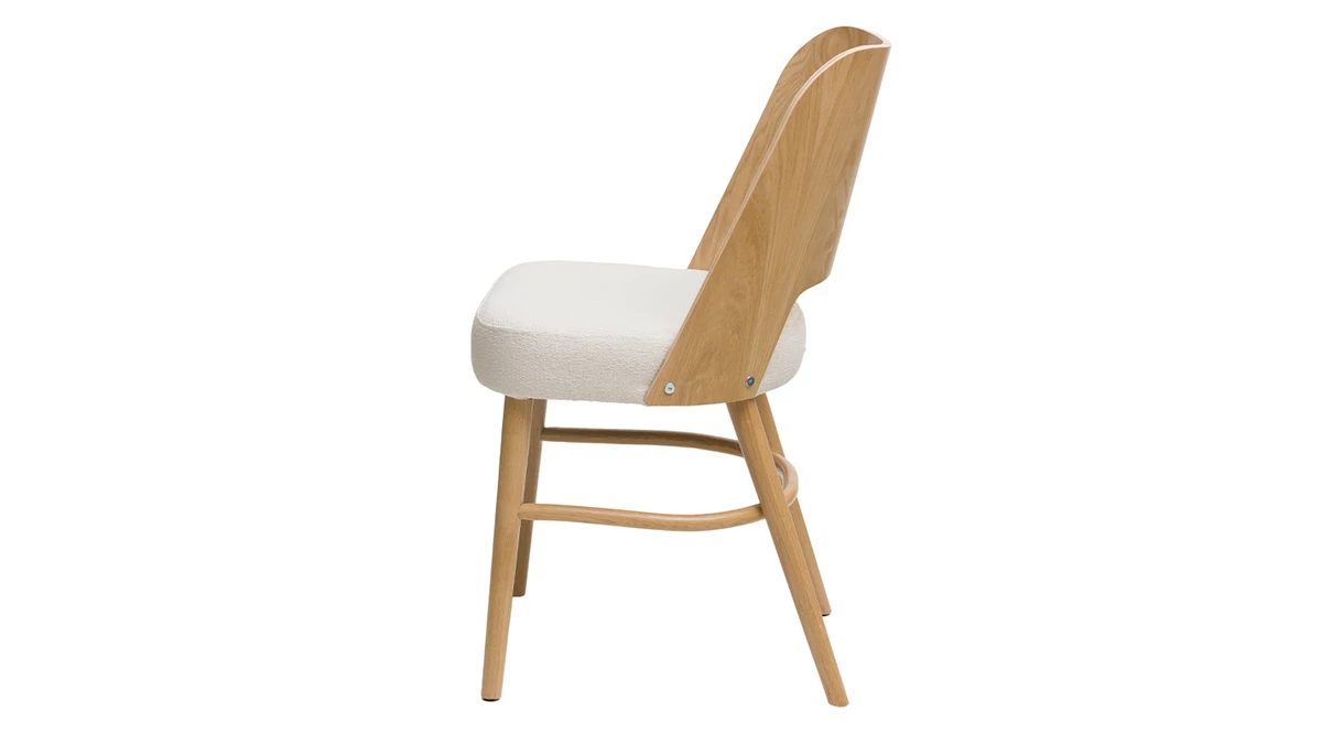 Chaises Scandinaves Bois Chêne Et Tissu Effet Laine Bouclée écru (lot De 2) EDITO 6 Chaises Scandinaves Bois Chêne Et Tissu Effet Laine Bouclée écru (lot De 2) EDITO – Image 4