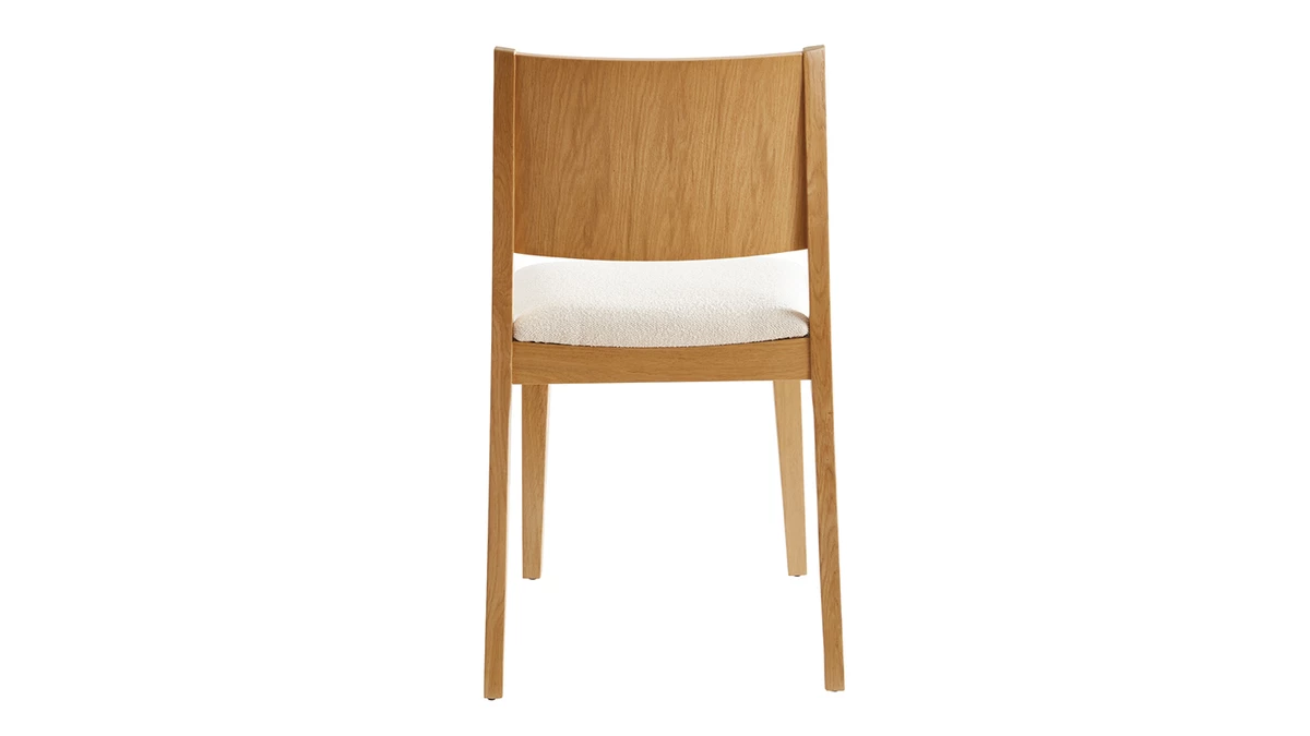 Chaises Scandinaves En Tissu Effet Laine Bouclée écru Et Bois Clair Chêne (lot De 2) MELVIL 7 Chaises Scandinaves En Tissu Effet Laine Bouclée écru Et Bois Clair Chêne (lot De 2) MELVIL – Image 5