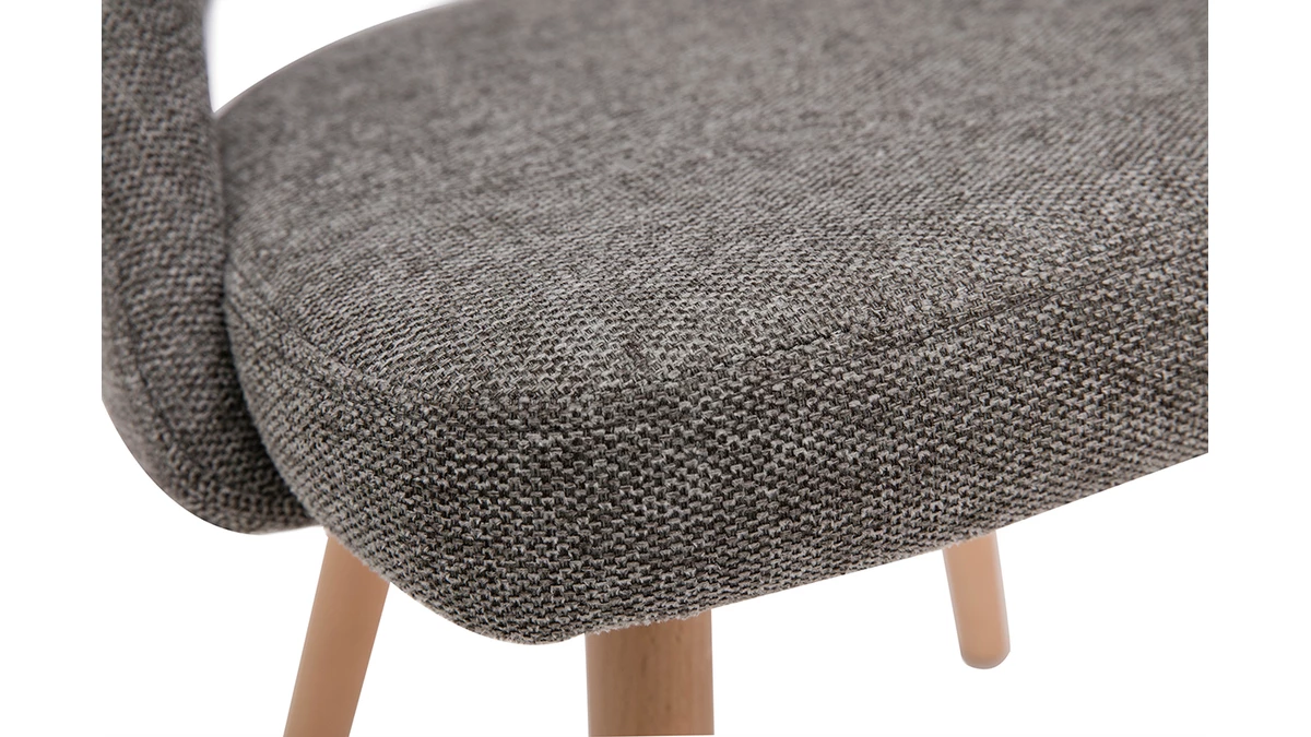 Chaises Scandinaves En Tissu Effet Velours Texturé Gris Et Bois Clair Massif (lot De 2) COSETTE 8 Chaises Scandinaves En Tissu Effet Velours Texturé Gris Et Bois Clair Massif (lot De 2) COSETTE – Image 6