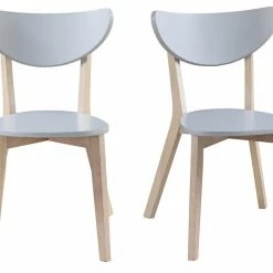 Chaises Scandinaves Gris Et Bois Clair (lot De 2) LEENA