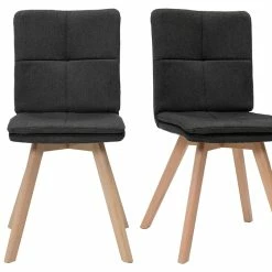 Chaises Scandinaves Gris Foncé Et Bois Clair Massif (lot De 2) THEA