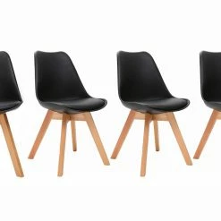Chaises Scandinaves Noir Et Bois Clair (lot De 4) PAULINE