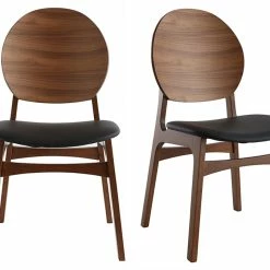 Chaises Scandinaves Noyer Et Polyuréthane Noir (lot De 2) ELTON