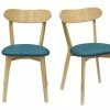 Chaises Vintage Bois Clair Chêne Et Tissu Bleu Paon (lot De 2) DOVE -Canapé Soldes chaises vintage bois clair chene et tissu bleu paon lot de 2 dove 51755 62502d509ecaa 1200 675