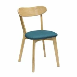 Chaises Vintage Bois Clair Chêne Et Tissu Bleu Paon (lot De 2) DOVE -Canapé Soldes chaises vintage bois clair chene et tissu bleu paon lot de 2 dove 51755 62502d58a399e 1200 675