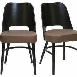 Chaises Vintage Bois Noir Et Tissu Marron (lot De 2) EDITO
