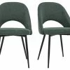 Chaises Vintage En Tissu Effet Velours Texturé Vert Et Métal Noir (lot De 2) COSETTE