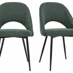Chaises Vintage En Tissu Effet Velours Texturé Vert Et Métal Noir (lot De 2) COSETTE