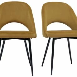 Chaises Vintage En Tissu Velours Bronze Et Métal Noir (lot De 2) COSETTE