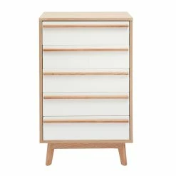 Commode Chiffonnier - Semainier Scandinave 5 Tiroirs L60 Cm HELIA