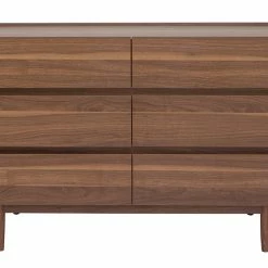 Commode Finition Bois Foncé Noyer 6 Tiroirs L120 Cm SANAA