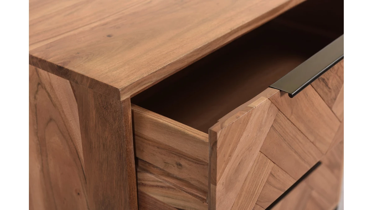 Commode Industrielle 3 Tiroirs En Bois Massif Et Métal Noir L70 Cm STICK 8 Commode Industrielle 3 Tiroirs En Bois Massif Et Métal Noir L70 Cm STICK – Image 6