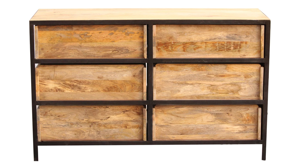 Commode Industrielle En Bois Manguier Massif Et Métal Noir 6 Tiroirs L130 Cm INDUSTRIA 7 Commode Industrielle En Bois Manguier Massif Et Métal Noir 6 Tiroirs L130 Cm INDUSTRIA – Image 5