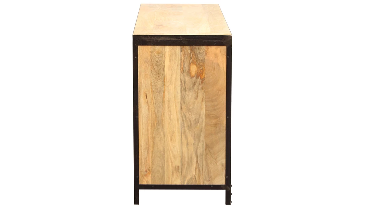 Commode Industrielle En Bois Manguier Massif Et Métal Noir 6 Tiroirs L130 Cm INDUSTRIA 6 Commode Industrielle En Bois Manguier Massif Et Métal Noir 6 Tiroirs L130 Cm INDUSTRIA – Image 4
