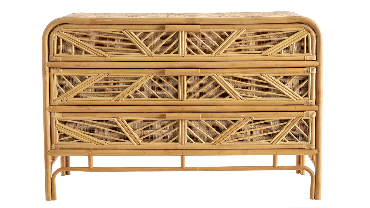 Commode Vintage En Rotin 3 Tiroirs L120 Cm GALON - Miliboo & Stéphane Plaza 3 Commode Vintage En Rotin 3 Tiroirs L120 Cm GALON - Miliboo & Stéphane Plaza