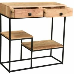 Console Avec Rangements En Bois Massif Et Métal 2 Tiroirs L80 Cm GRENELLE -Canapé Soldes console avec rangements en bois massif et metal 2 tiroirs l80 cm grenelle 46353 5d2c53b9c74b9 1200 675