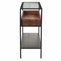 Console En Métal Noir Avec Plateau Verre Et Casier Bois Massif L100 Cm HAORA -Canapé Soldes console en metal noir avec plateau verre et casier bois massif l100 cm haora 52049 63c0108f145f6 1200 675