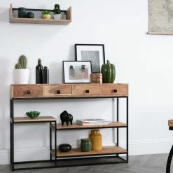 Console Industrielle Avec Rangements En Bois Massif Et Métal Noir 4 Tiroirs L115 Cm GRENELLE -Canapé Soldes console industrielle avec rangements en bois massif et metal noir 4 tiroirs l115 cm grenelle 46354 62986c74271cb 1200 675