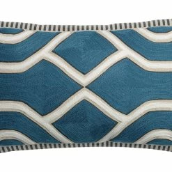 Coussin Brodé Ethnique Bleu 30 X 50 Cm YELO