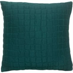 Coussin En Coton Texturé Bleu Pétrole 45 X 45 Cm WAFLE
