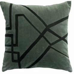 Coussin En Coton Thym Avec Motif Noir Brodé 45 X 45 Cm CROP
