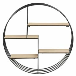Etagère Murale Design Ronde Bois Et Métal ENSO