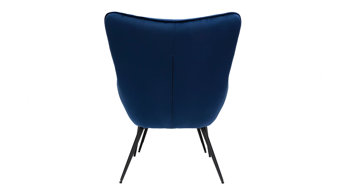 Fauteuil Avec Repose-pieds Design En Tissu Velours Bleu Foncé Et Métal Noir MOOD - Miliboo & Stéphane Plaza 6 Fauteuil Avec Repose-pieds Design En Tissu Velours Bleu Foncé Et Métal Noir MOOD - Miliboo & Stéphane Plaza – Image 4
