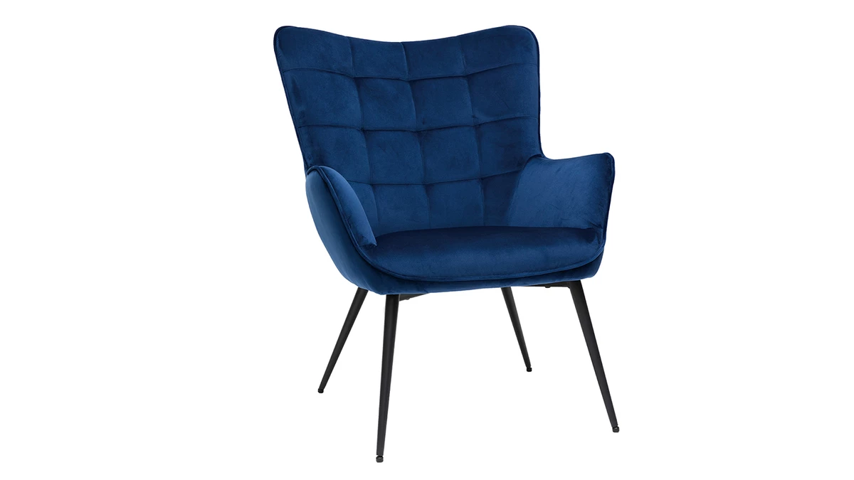 Fauteuil Avec Repose-pieds Design En Tissu Velours Bleu Foncé Et Métal Noir MOOD - Miliboo & Stéphane Plaza 7 Fauteuil Avec Repose-pieds Design En Tissu Velours Bleu Foncé Et Métal Noir MOOD - Miliboo & Stéphane Plaza – Image 5