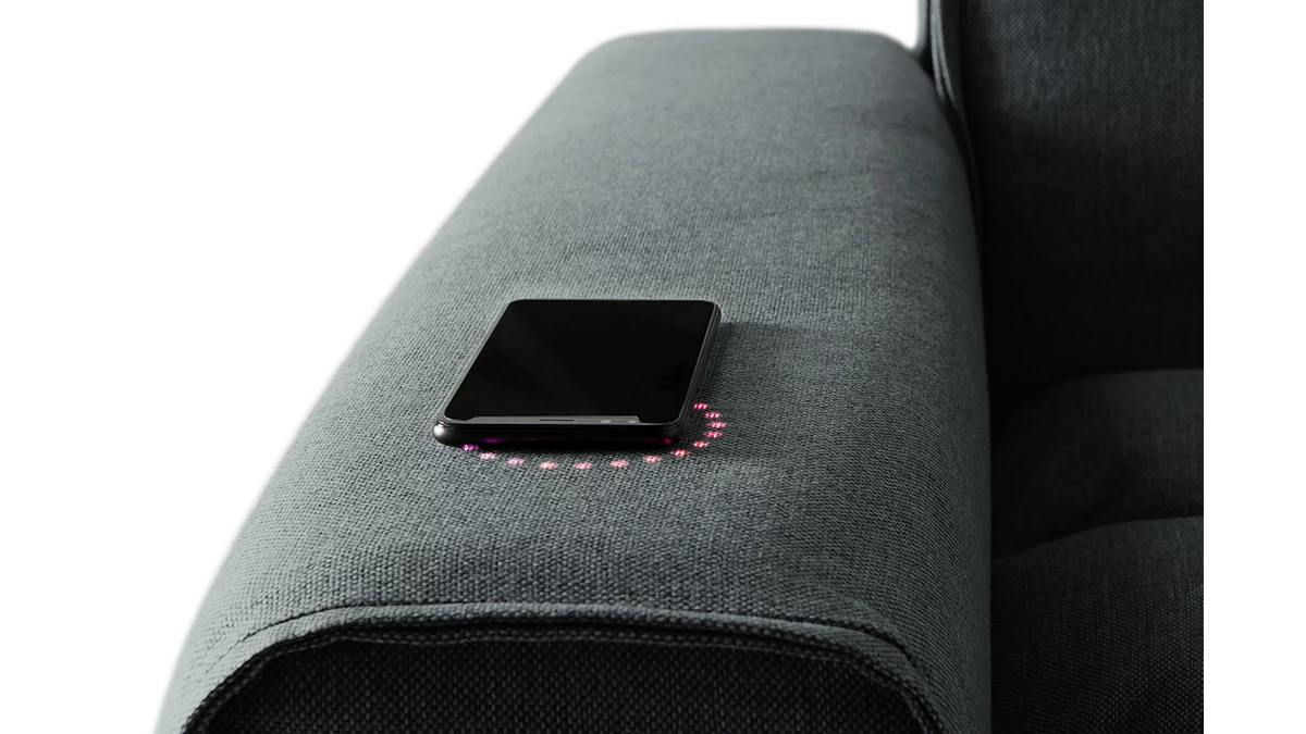 Fauteuil Connecté Tissu Gris Foncé 5 Fauteuil Connecté Tissu Gris Foncé – Image 3