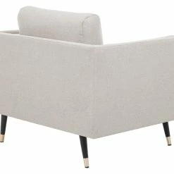 Fauteuil Design En Tissu Beige Naturel, Bois Noir Et Métal Doré STING -Canapé Soldes fauteuil design en tissu beige naturel bois noir et metal dore sting 53963 63d38a552457d 1200 675