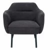 Fauteuil Design En Tissu Effet Velours Gris Foncé Et Métal Noir LAURENS