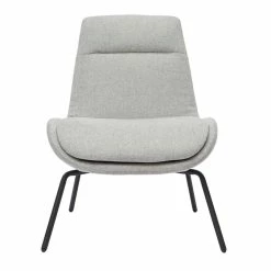 Fauteuil Design En Tissu Effet Velours Texturé Gris Clair Et Métal Noir GILLY
